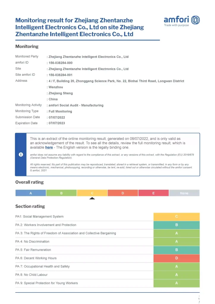 BSCI Certificate