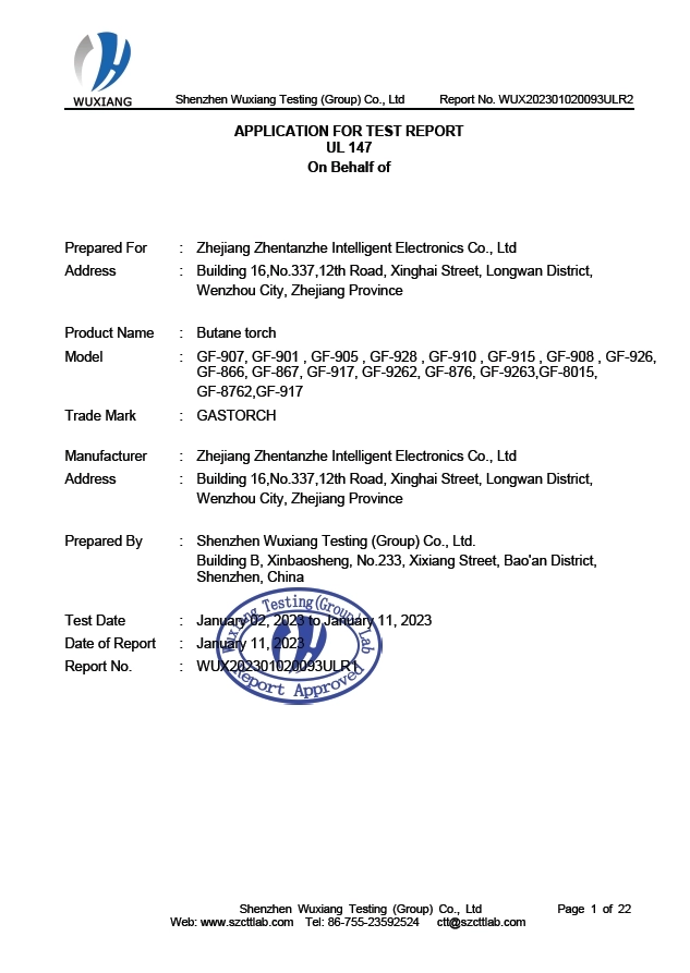 UL147 Certificate